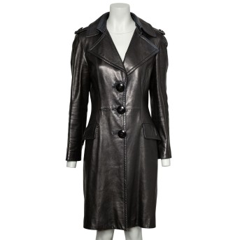 VERSACE VINTAGE leather coat, size 44.