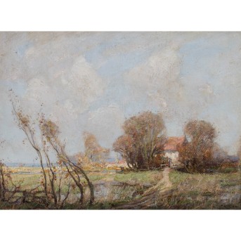 MILNE, WILLIAM WATT (1865-1949), "Moorlandschaft mit kleinen Seen und Haus",