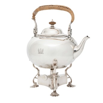 LONDON teapot with rechaud, 925 silver, 1907.