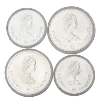 Canada / SIlber - 2 x 5 + 2 x 10 Dollars Summer Games Montreal 1976,