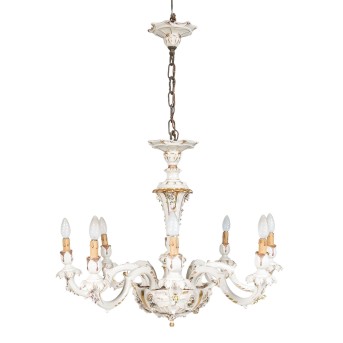 CAPODIMONTE großer Deckenleuchter, 20. Jh.