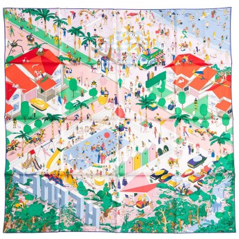 HERMÈS silk carré 'HERMÈS ON THE BEACH',