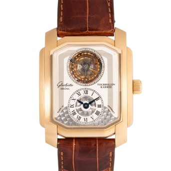 GLASHÜTTE ORIGINAL GLASHÜTTE ORIGINAL Senator Karree Tourbillon Ref 4301010106  Limited Edition Herrenuhr von 1999. Box und Papiere.