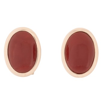 Ear clips with fine coral cabochons,