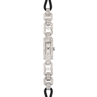 Art Déco jewelry watch with diamonds approx. 1.5 ct,