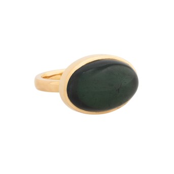 Ring mit dunkelgrünem Turmalincabochon,