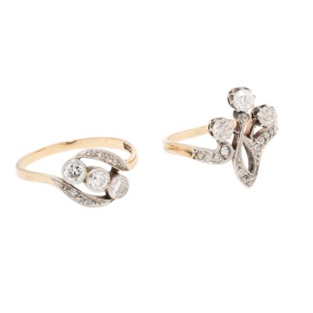 Konvolut aus 2 antiken Diamantringen