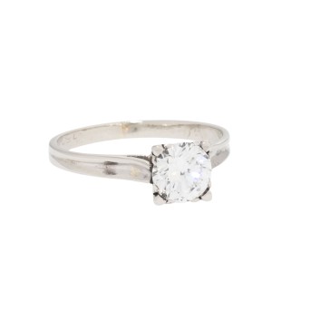 Solitaire ring with brilliant-cut diamond of approx. 0.96 ct,