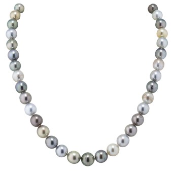 Necklace made of Tahitian and South Sea pearls, multicolor,