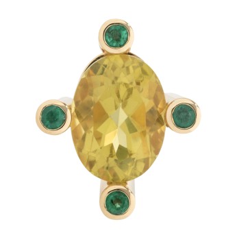 Anhänger mit Lemoncitrin und Smaragden,