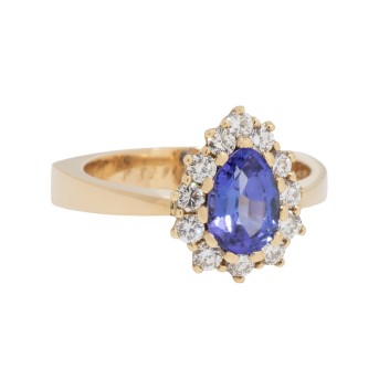 Ring mit Tansanittropfen und Brillanten