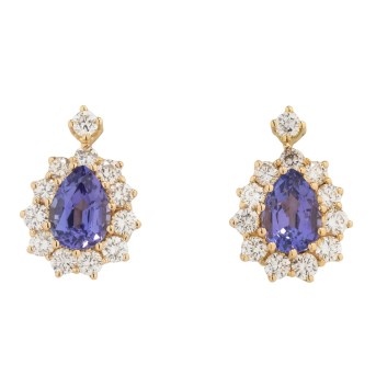 Pair of earrings with tanzanites and diamonds