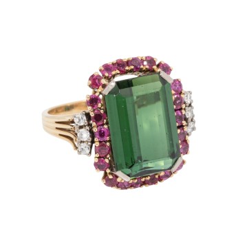 SCHILLING Ring mit Turmalin und Rubinen