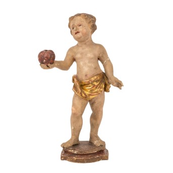 BAROQUE PICTURE CUTTER, 18th century, &quot;Putto with apple&quot;,