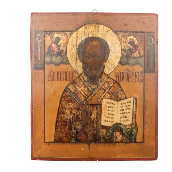 IKONE "Heiliger Nikolaus", RUSSLAND um 1850,