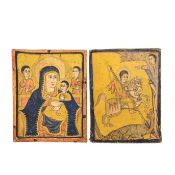 PAIR OF COPTIC ICONS 19th century,