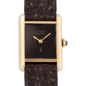 CARTIER Must de Tank Vermeil 'Burgundy' ladies' watch. Ca. 80s.