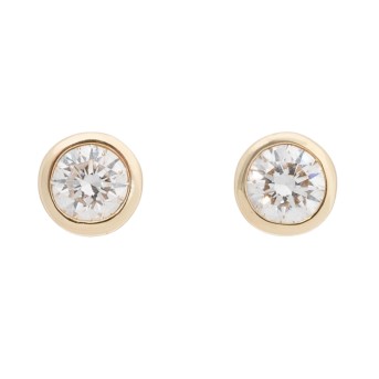 Pair of solitaire studs with 2 diamonds 