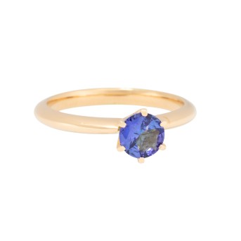 Solitärring mit Tansanit ca. 0,99 ct,