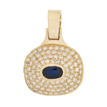 Pendant with sapphire approx. 1.7 ct and 96 brilliant-cut diamonds 