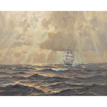 MARCKER, E. (artist 19th/20th century), &quot;Sailing ship on the high seas&quot;,