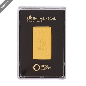 GOLDbarren – 20 g GOLD fein, Goldbarren geprägt, Hersteller Heimerle + Meule,