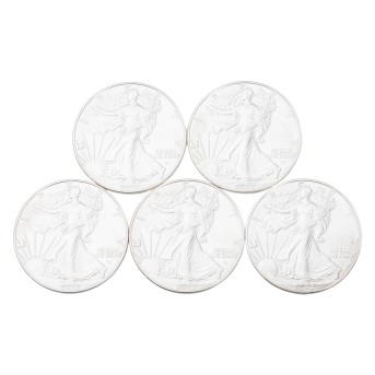 USA/ SILVER plumb - 5x 1 Dollar Ounce American Eagle 2022,