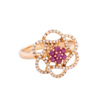 Ring mit 'hot pink' Saphiren und Brillanten