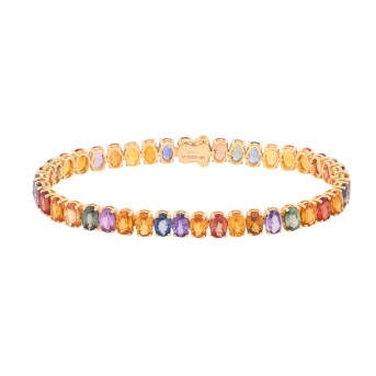 Armband mit 42 fantasiefarbenen Saphiren