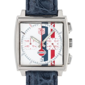 TAG HEUER Limited Edition Monaco Ref CW2118 Herren Chronograph von 2007 mit Box und Papieren. 