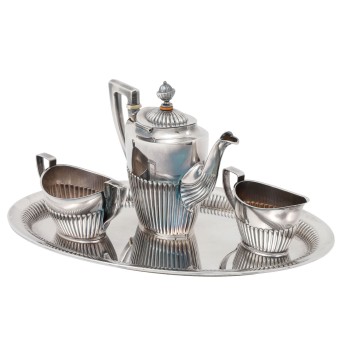 WILHELM BINDER 'Mokkaservice' 925 Silber, 20.Jh.,