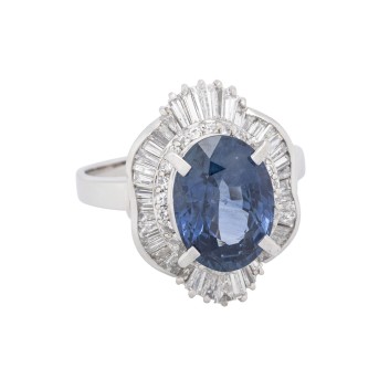 Ring mit Ceylon Saphir 6,59 ct (grav.),