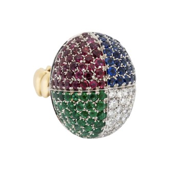 Ring with 40 brilliant-cut diamonds and sapphires, 