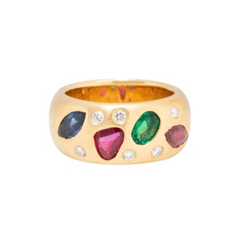 Ring with 6 brilliant-cut diamonds, 