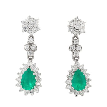 Ohrhänger mit Smaragdtropfen und Brillanten
