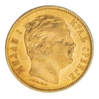 Serbien /GOLD - Milan I. Obrenovic, 10 Dinara 1882-V