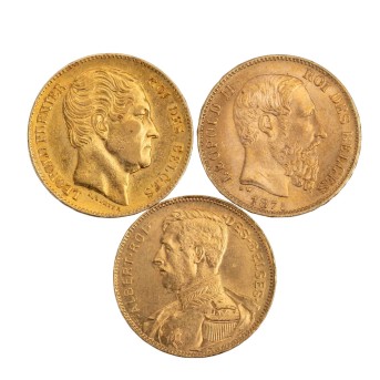 Belgien /3-tlg. GOLDlot - 20 Francs