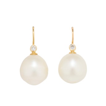 Ohrhänger mit Südseeperltropfen und Brillanten