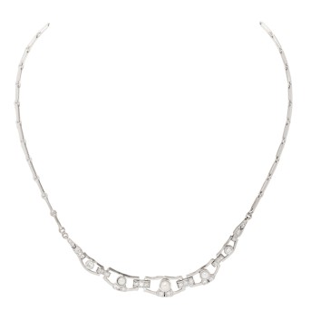 Art Déco necklace with half pearls and diamonds totaling approx. 1 ct,