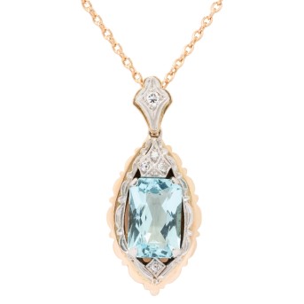 Pendant with aquamarine approx. 5.7 ct, and diamonds,