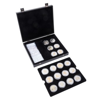 Teilvergoldete Silberunzen aus aller Welt. 16 Stück.