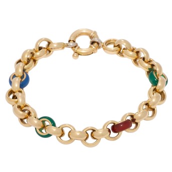 Ankerarmband, 4 Glieder in Achat (grün, rot, blau),