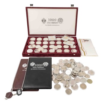 Sammlung von Silber- und KuNi-Gedenkmünzen aus Russland. Ca. 105 Stück.