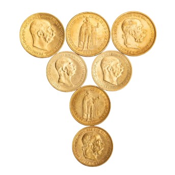Österreich-Ungarn /GOLDlot - Franz Josef I. 7 x Goldmünzen mit insg. ca. 30 g fein