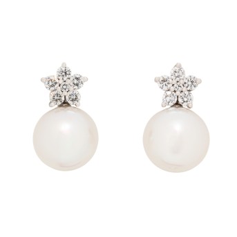Stud earrings, especially with 2 fine South Sea pearls (detachable) 