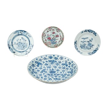 Konvolut Teller: 4-tlg. CHINA, 19./20. Jh.: