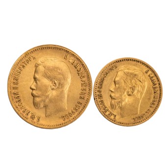 Russisches Zarenreich/GOLD 5 (Felix Zelman) & 10 (Apollon Grasgof) Rubel 1899 St. Petersburg