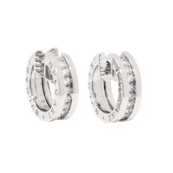 BULGARI hoop earrings with diamonds totaling approx. 0.19 ct,
