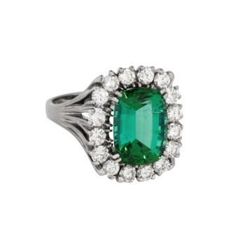 Ring with beautiful tourmaline approx. 3.6 ct and diamonds