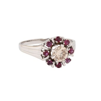 Ring with rosette of brilliant-cut diamonds approx. 0.75 ct,